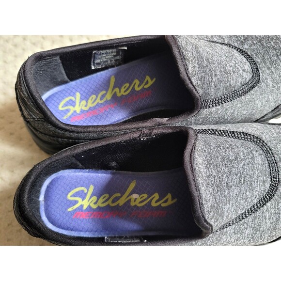 EUC Skechers Memory Foam Slip On Walking Sneakers Heather Black 22188R, size 7 - Picture 6 of 8